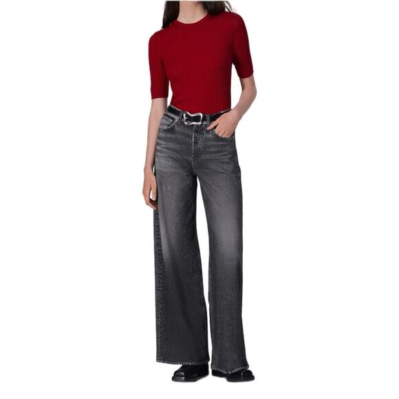 Rag + Bone Miramar Sofie High Waist Cotton Sweatpants Flaire “Jeans”/Washed Blac - Picture 2 of 16